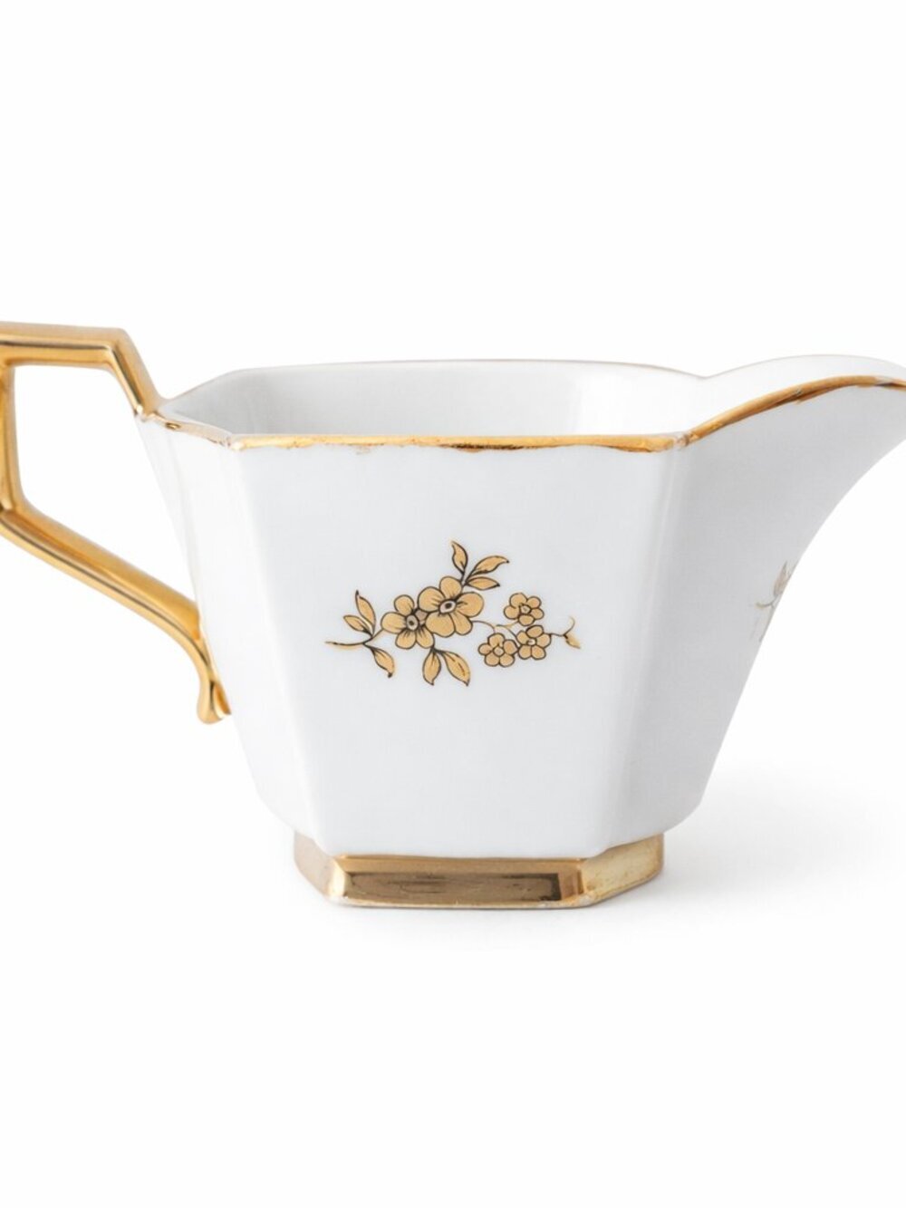 Vintage Porcelain Creamer Gold Trim Floral Mini Pitcher